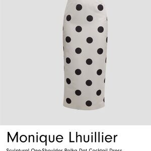 Monique Lhuillier White and Black Polka Dot Pencil Skirt